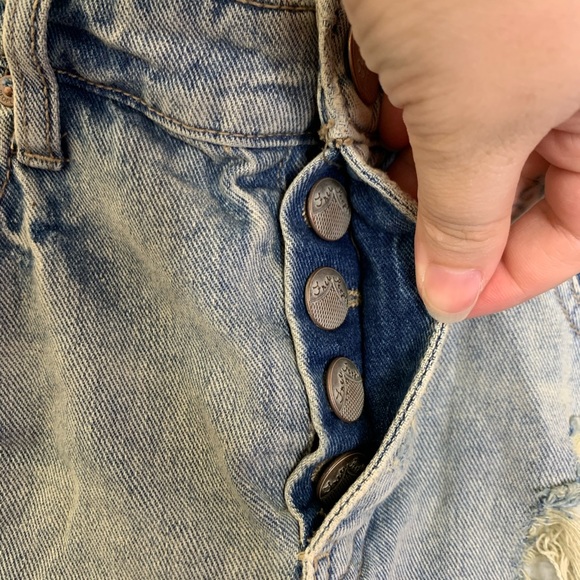 Free people knee length distressed denim skirt - Picture 4 of 9